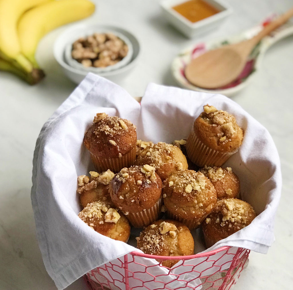 Candied Nut Banana Mini Muffins