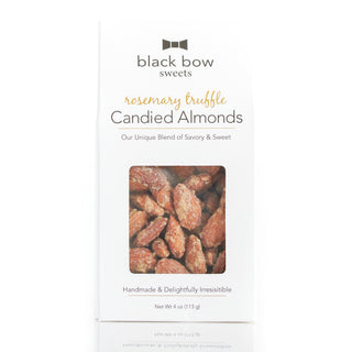A box of Black Bow Sweets rosemary truffle candied almonds
