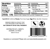 Label of Black Bow Sweets’ candied California cinnamon and sugar coated pecans with ingredients and nutrition facts.