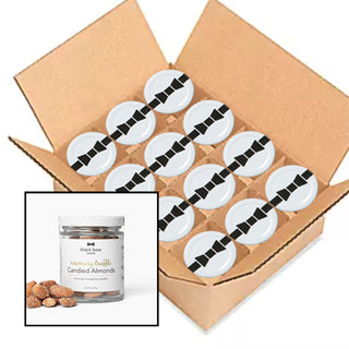 A case of 12 jars of Black Bow Sweets rosemary truffle candied almonds