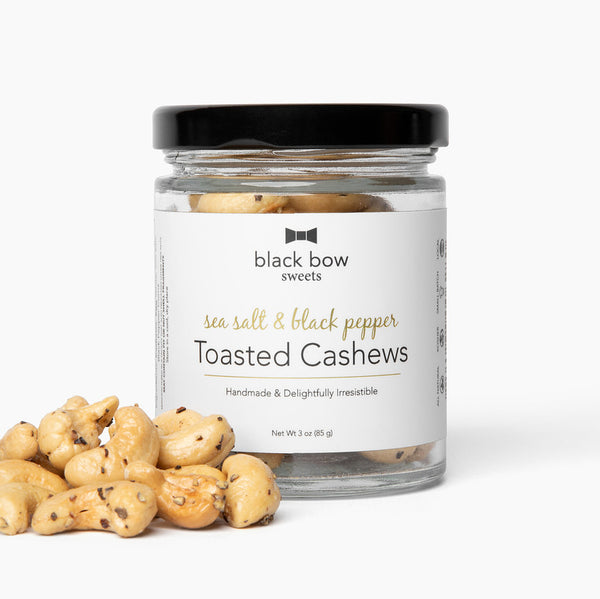A jar of Black Bow Sweets sea salt and black pepper toasted cashews