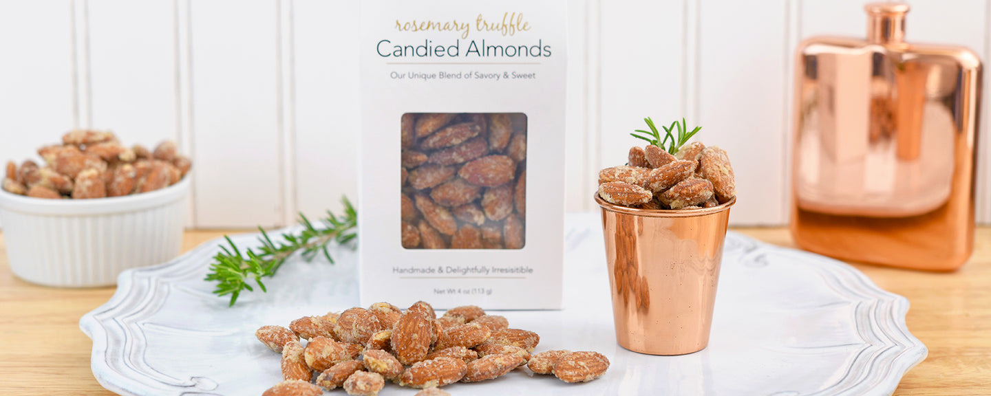 Black Bow Sweets candied rosemary truffle coated almonds