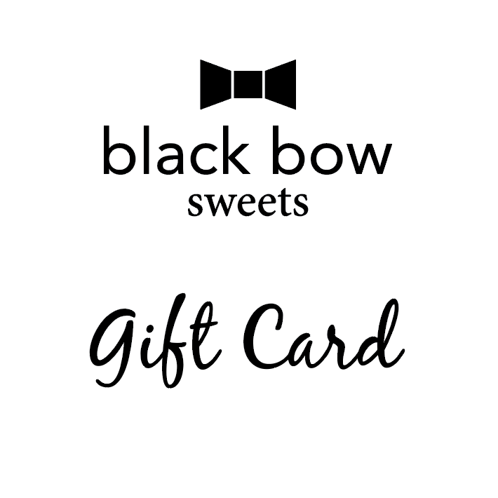 Black Bow Sweets gift card with a bow icon at the top.
