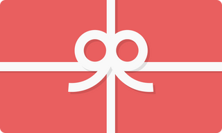 A red gift card with a white bow.